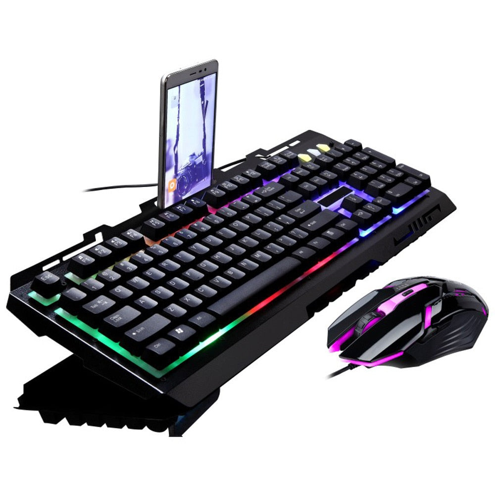 G700 LED Rainbow Backlight GamingUSB Wired Keyboard Mouse Set