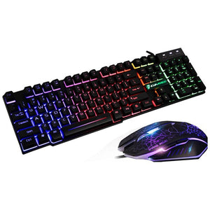 T6 Rainbow Backlight Usb Ergonomic Gaming Keyboard and Mouse Set